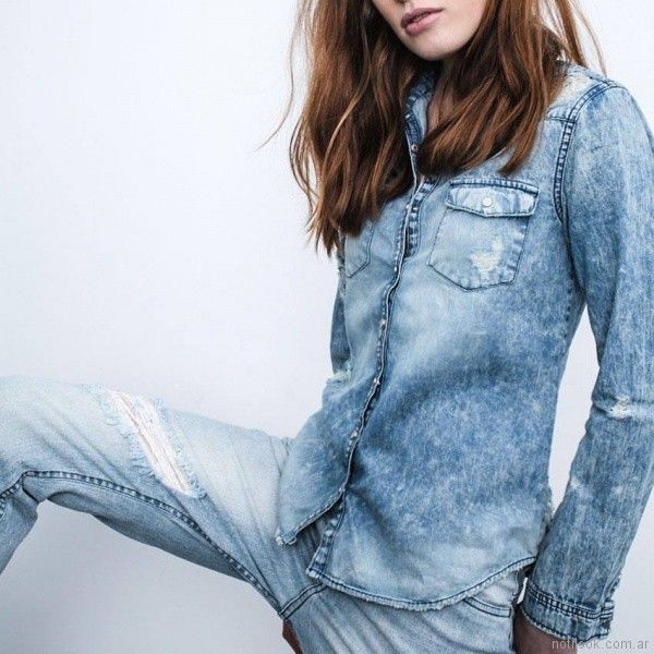 camisa mujer nevada y jean roto Vov Jeans primavera verano 2018 | Notilook - Argentina