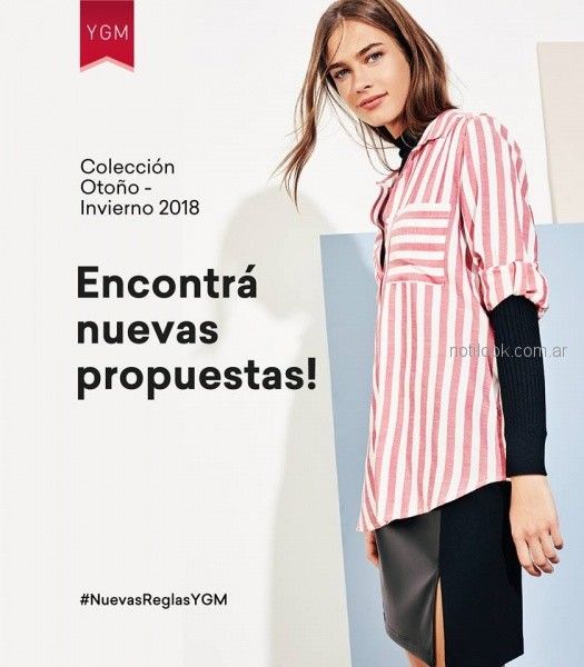 camisa larga a rayas look Yagmour invierno 2018 | Notilook - Moda Argentina