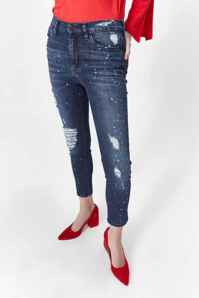 jeans con salpicado de colores las oreiro invierno 2019