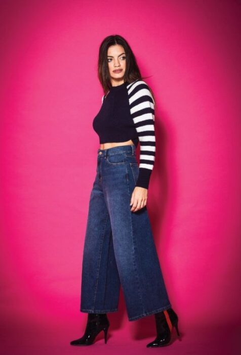 look con buzo top jeans oxford anchoTabatha Jeans invierno 2019