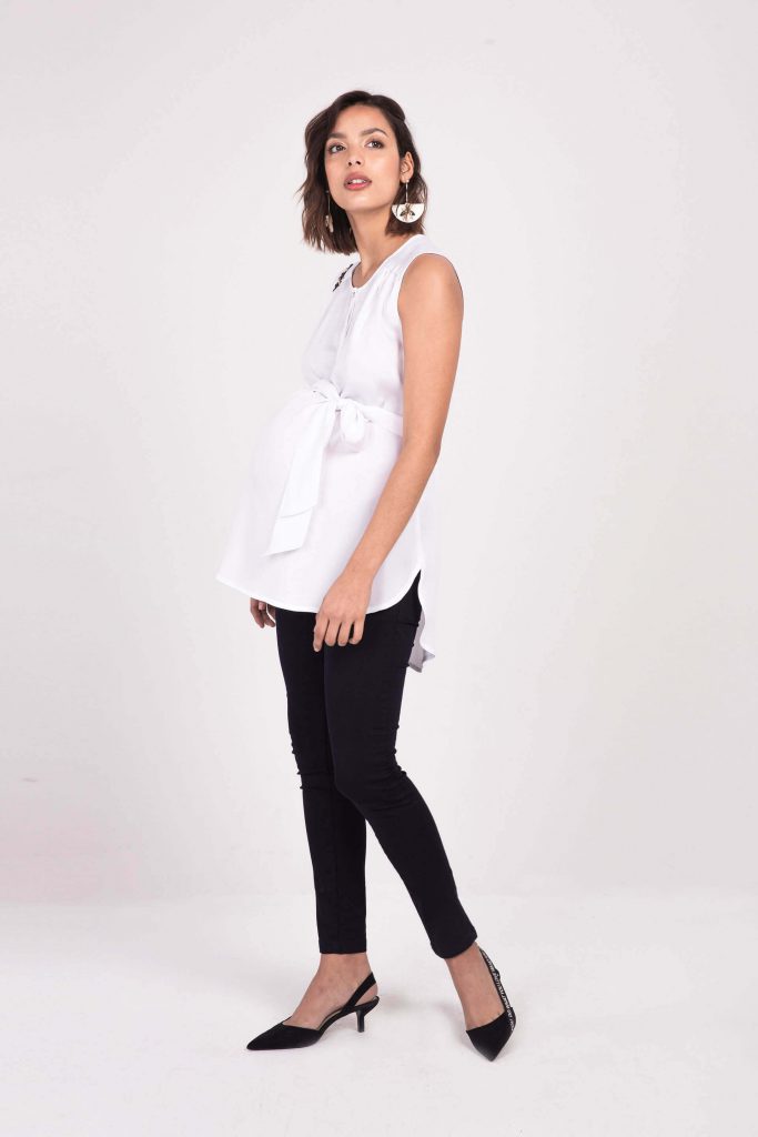 blusa blanca con lazo para embarazadas Maa maternity verano 2020