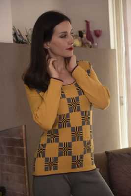 sweater amarillo a cuadros invierno 2021 Di Madani Sweaters