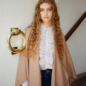 camisa volados con ruana etiqueta negra mujer invierno 2022