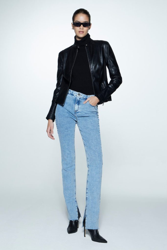 jeans con campera de cuero markova invierno 2023