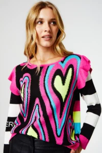 sweater tejido corazones multicolor agustina saquer