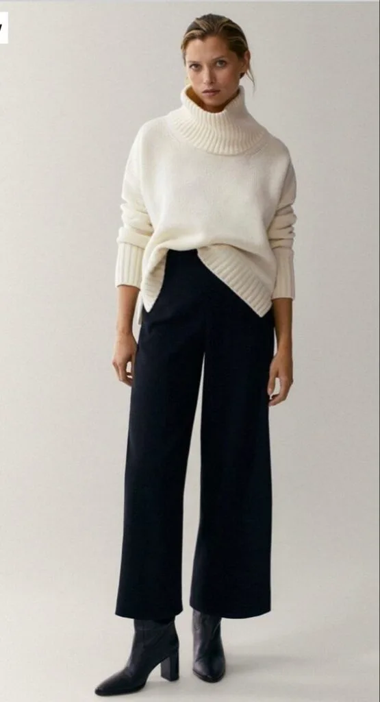 Outfit elegante casual con pantalon de vestir y sweater
