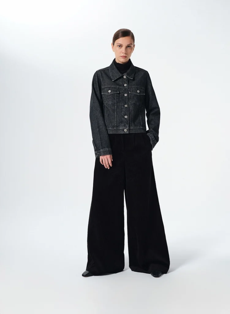 campera jeans negro y pantalon ancho invierno 2024 Etiqueta Negra