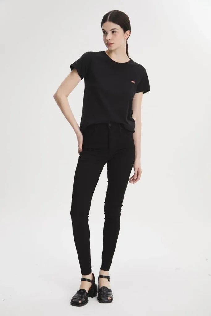 jeans negros ajustados mujer invierno 2024 Levis