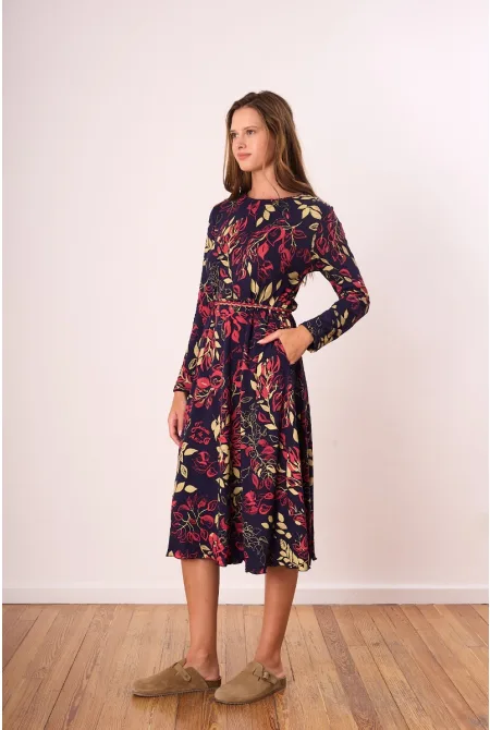 vestido estampado mangas largas invierno 2024 Juana de Arco