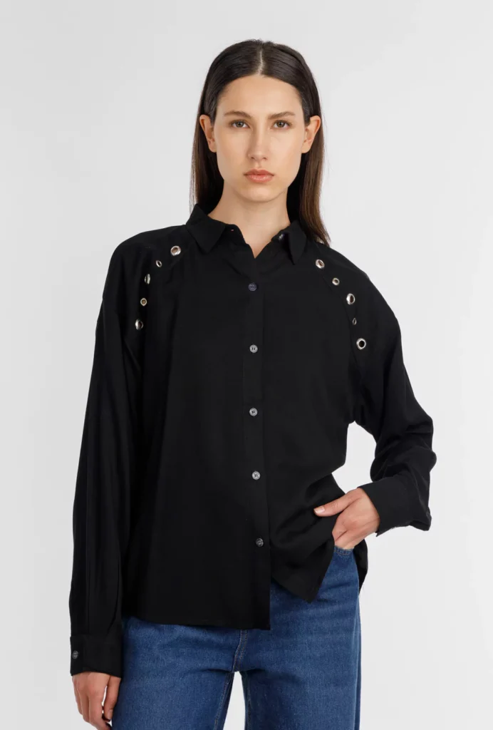 camisa negra mujer invierno 2024 Abstracta