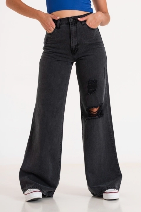 jean ancho negro invierno 2024 Riffle jeans