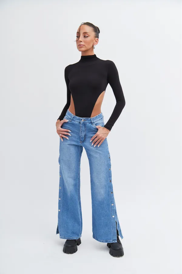 jeans aanchos abotonados invierno 2024 MINE JEANS