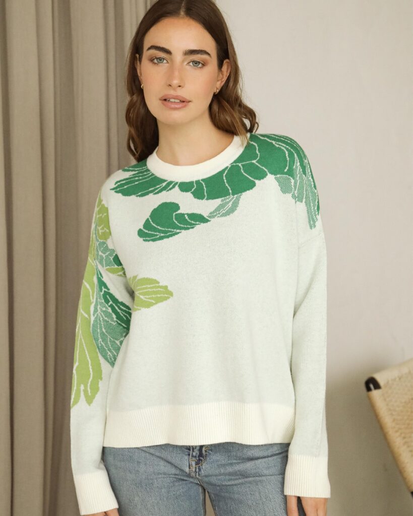 sym sweater tejido verde estampado invierno 2024