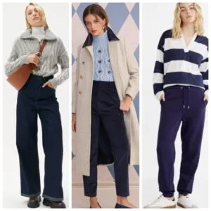 Outfits de invierno con pantalon largo azul marino