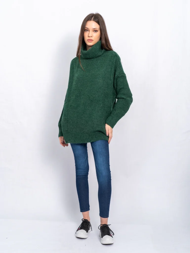 sweater verde largo invierno 2024 Solido