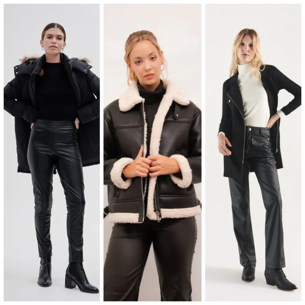 Outfits con pantalon de cuero o engomado para invierno