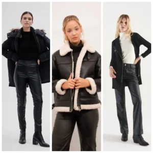 Outfits con pantalon de cuero o engomado para invierno