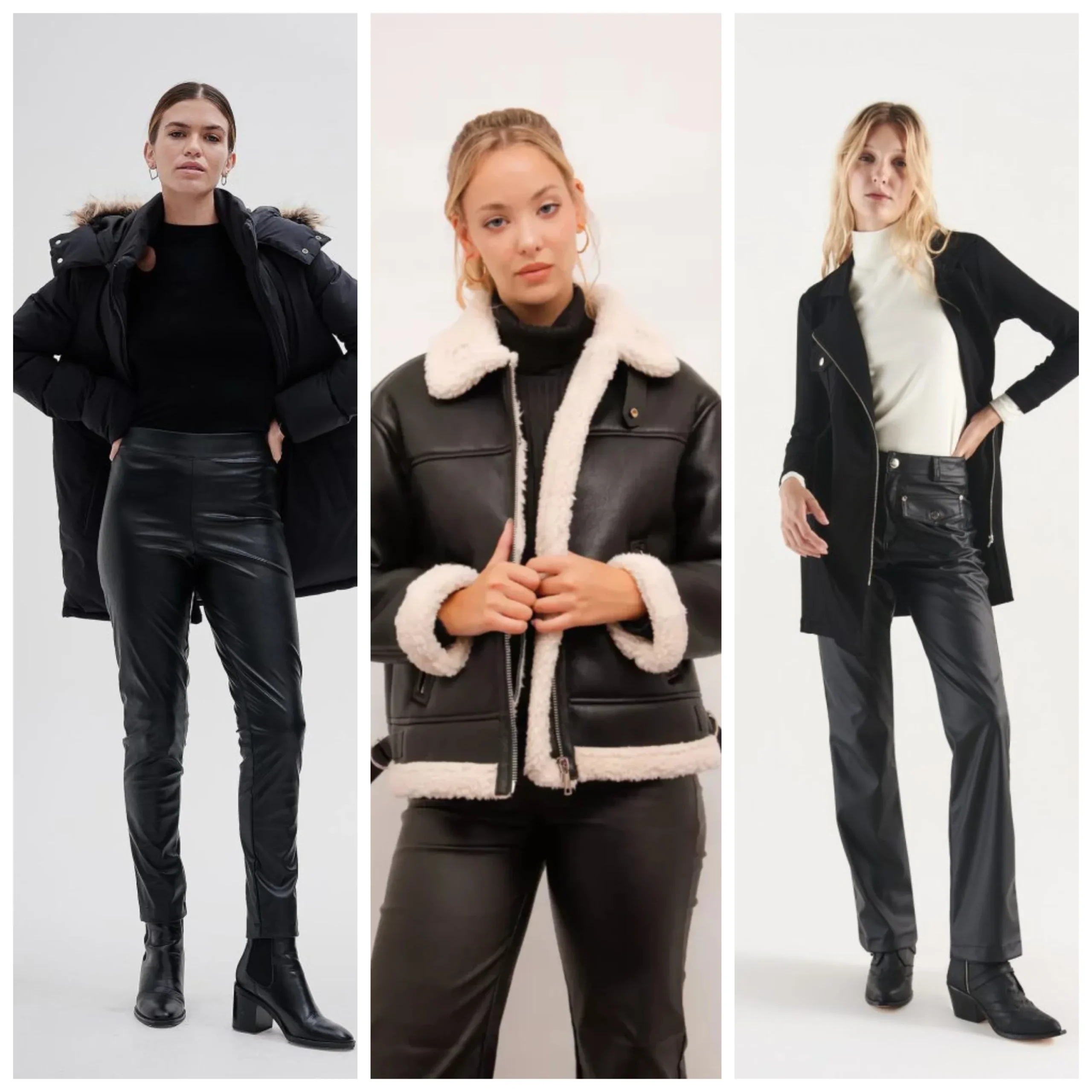 Outfits con pantalon de cuero o engomado para invierno