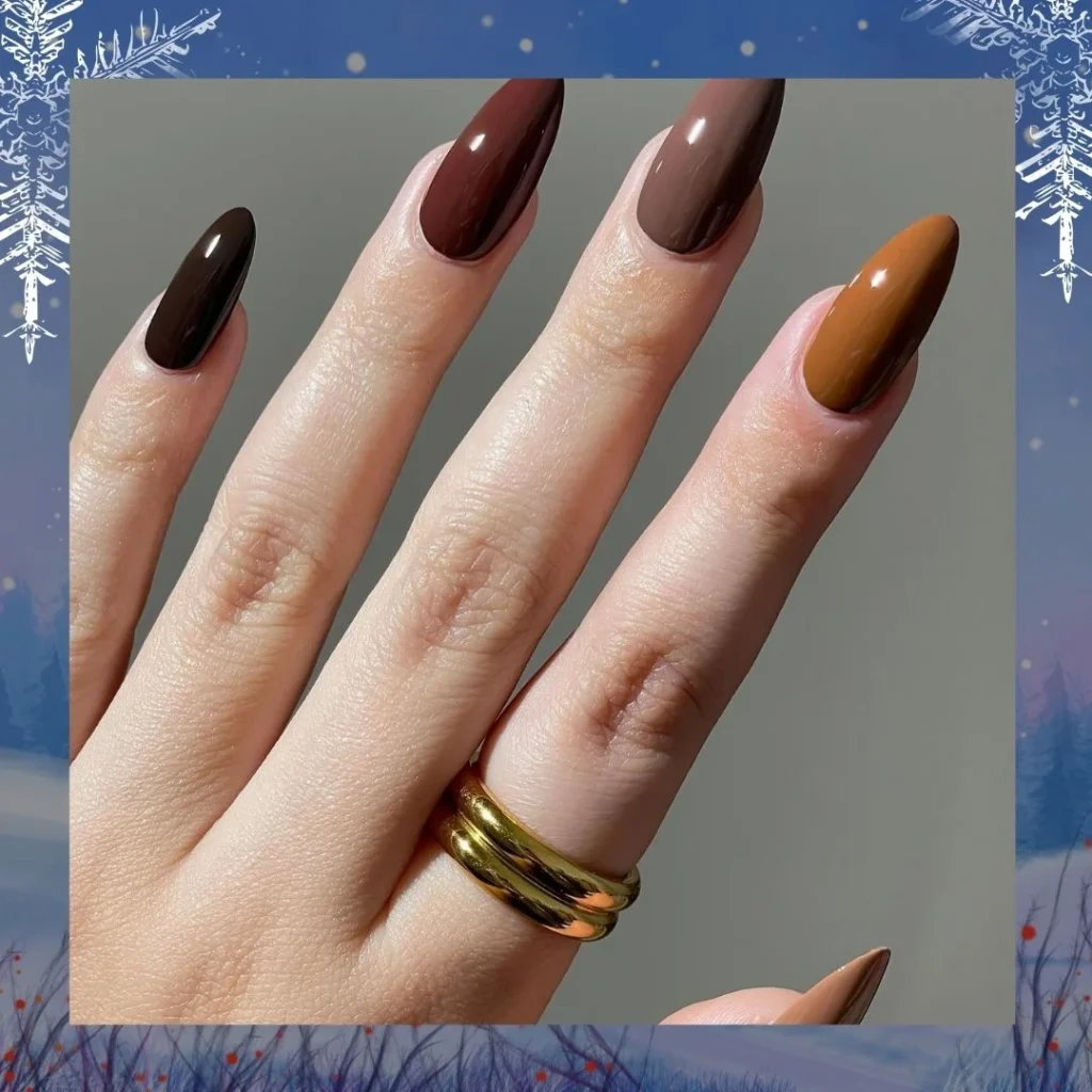 Unas tonos cafe Manicura de invierno