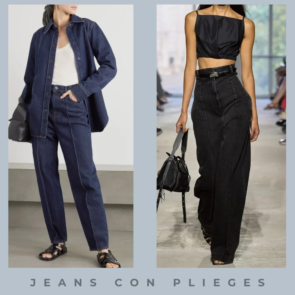 Jeans con pligues moda verano 2025 Argentina