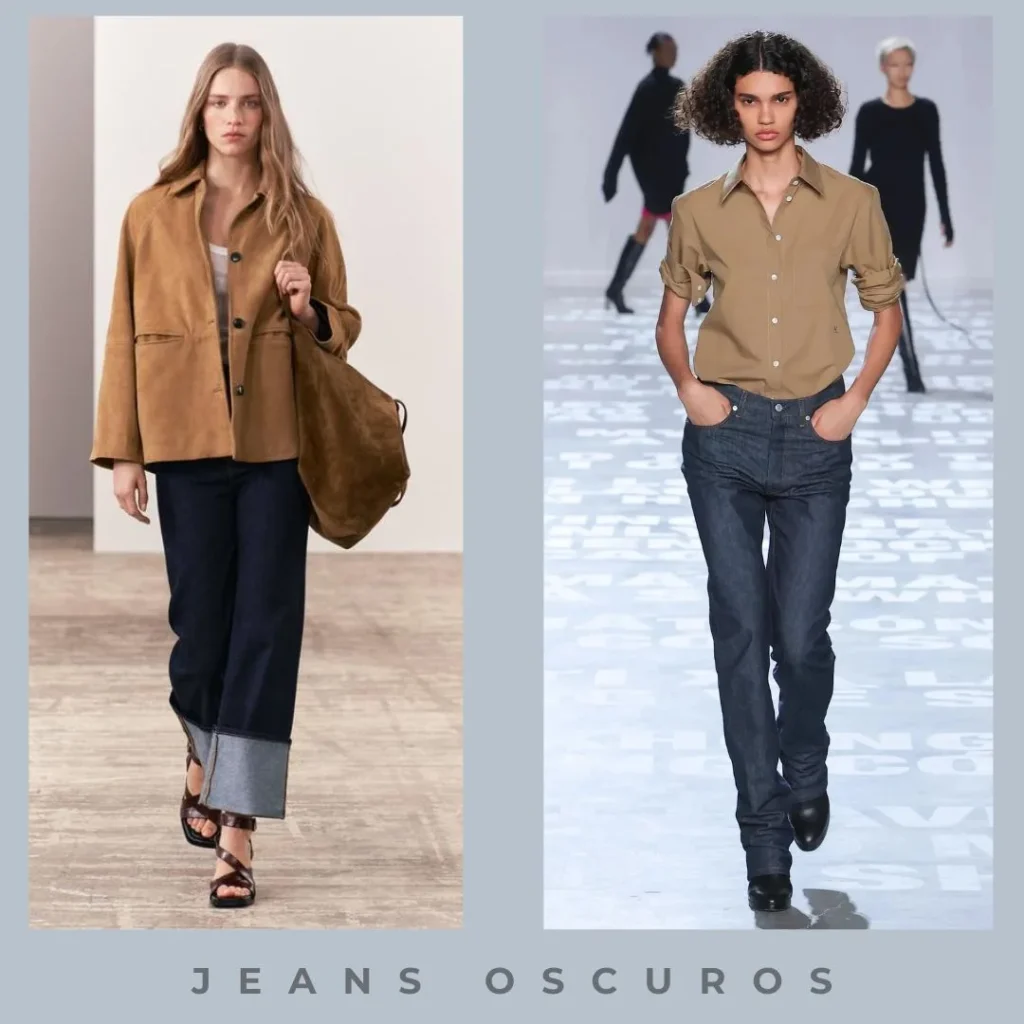 Jeans oscuros moda verano 2025 Argentina