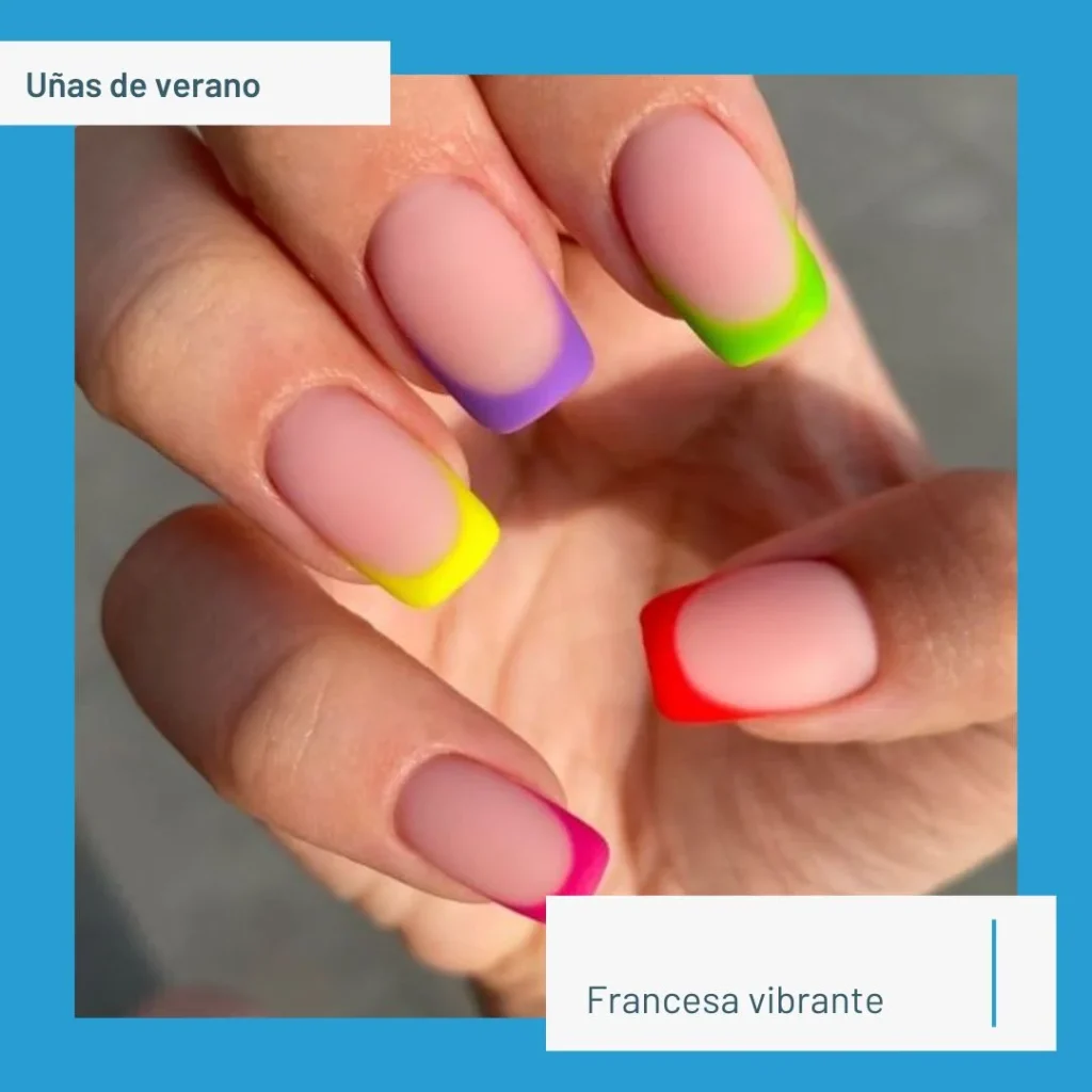 Unas francesas vibrante Manicura de verano