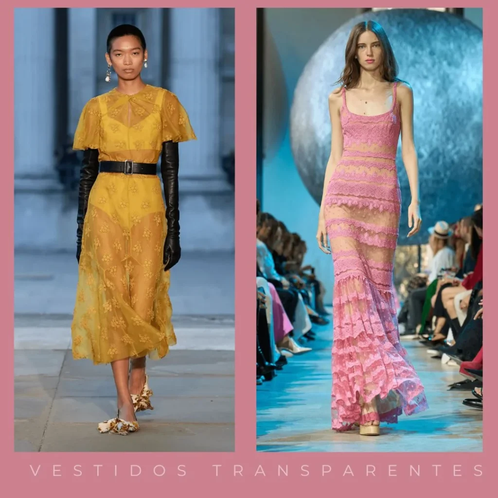 Vestidos de fiesta con transparencias primavera 2024 Argentina