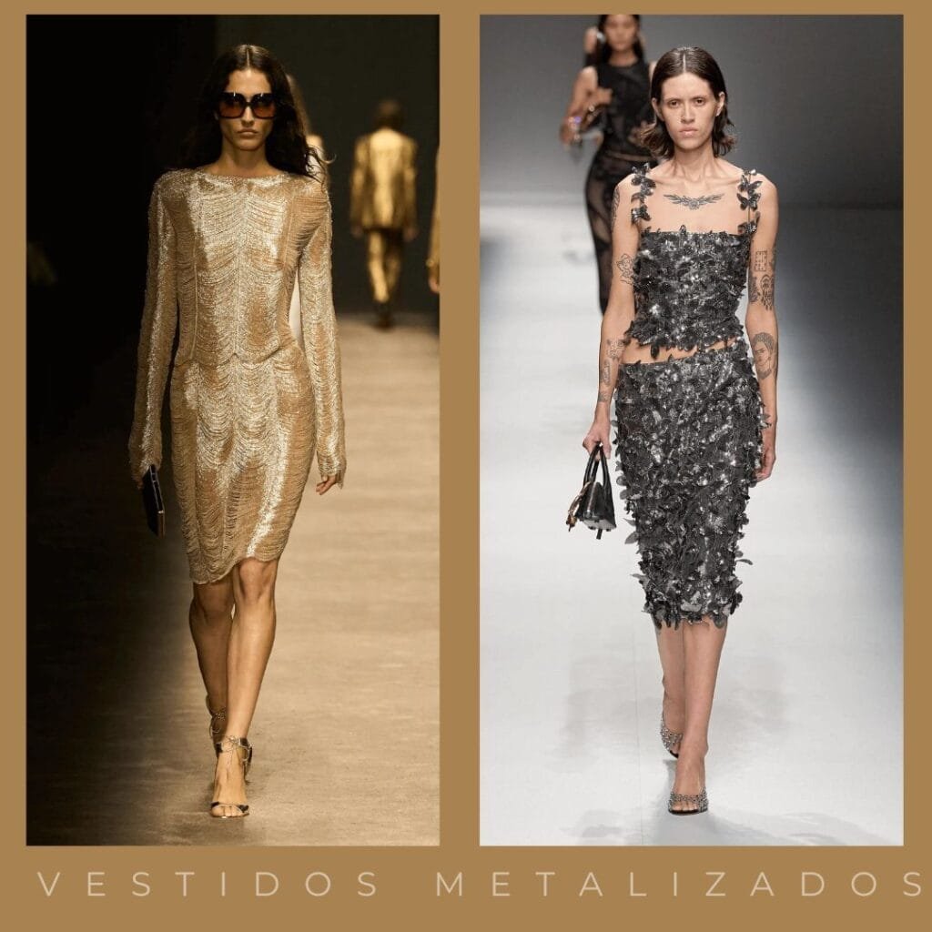 Vestidos de fiesta metalizados primavera 2024 Argentina