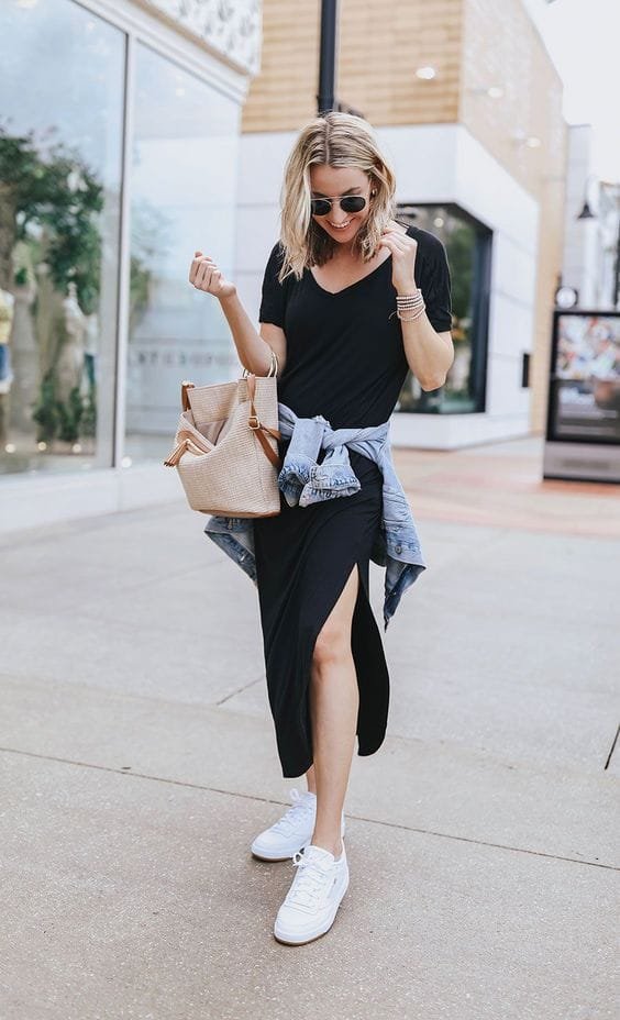 Outfit juvenil con vestido casual de primavera