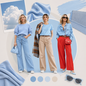 como combinar ropa azul cielo