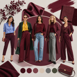 como combinar ropa color bordo