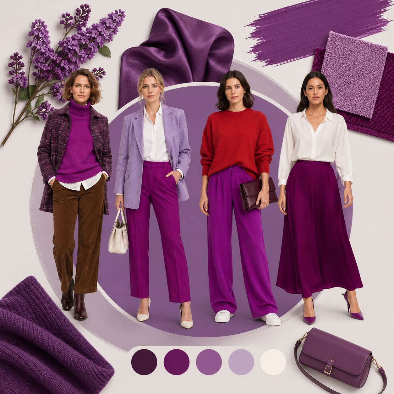como combinar ropa color pupura