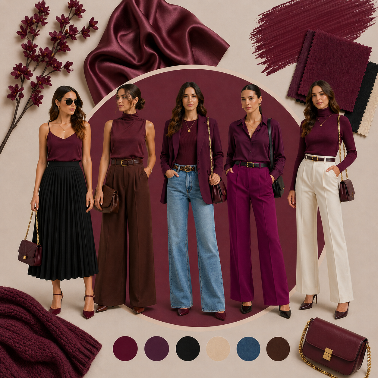 como combinar ropa color vino