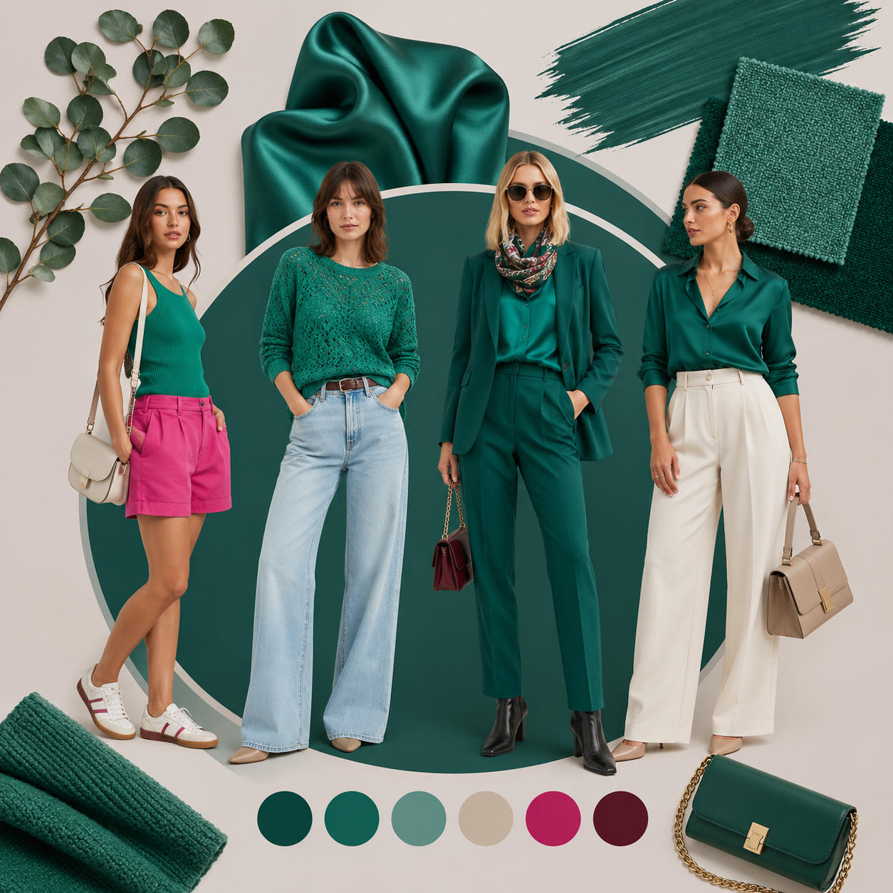 como combinar ropa verde esmeralda