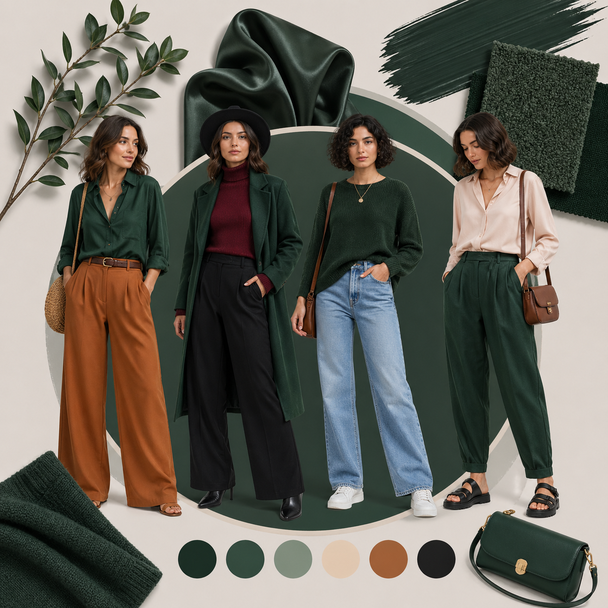 como combinar ropa verde oscuro